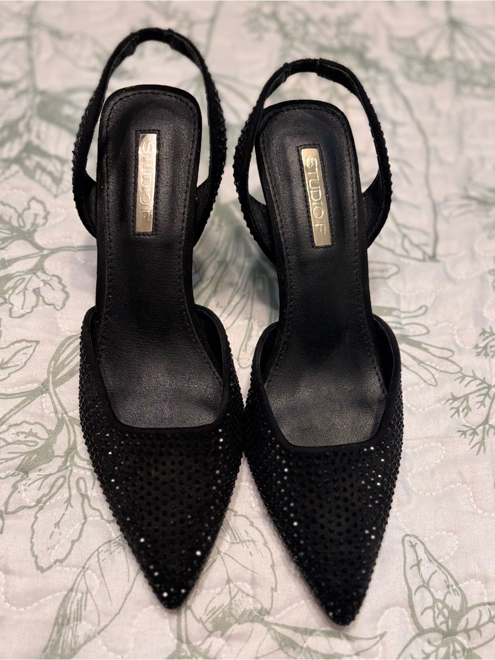 Studio Black Rhinestone Slingback Heels - Picture 2 of 4